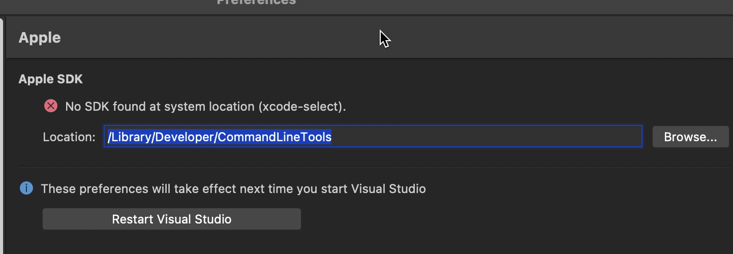 Fix ‘Xcode is not currently installed or could not be found’ error in Visual Studio 2019 for Mac