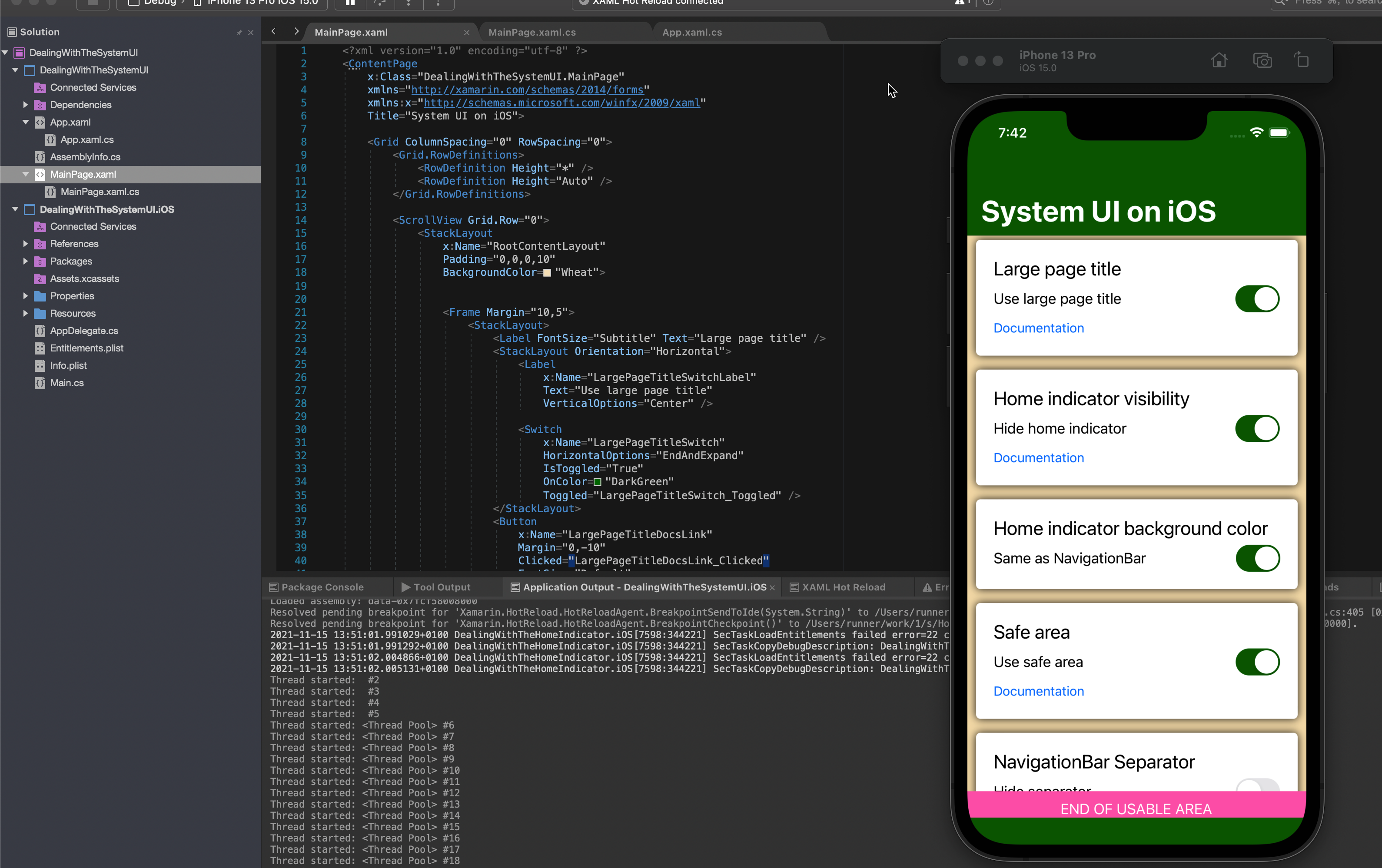 Dealing with the System UI on iOS in Xamarin.Forms